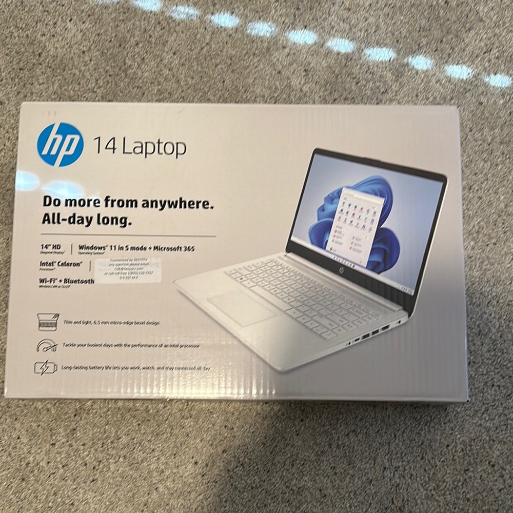 HP 14" Laptop. Brand new Windows 11 in S mode + Microsoft 365